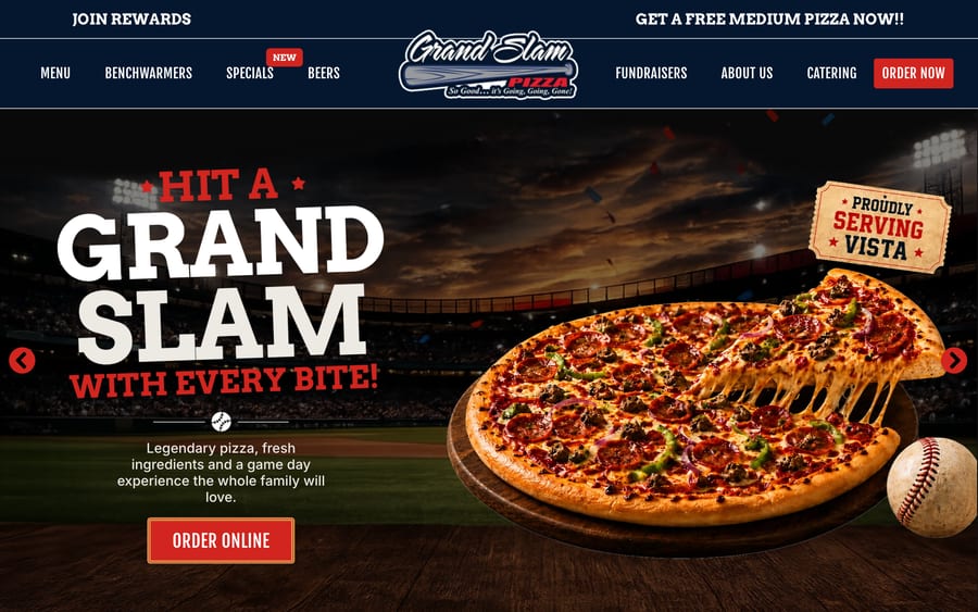 Grand Slam Pizza website